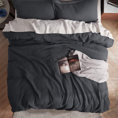 Waffle Weave Linen Cotton Duvet Cover Sets