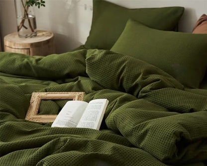 Waffle Weave Linen Cotton Duvet Cover Sets
