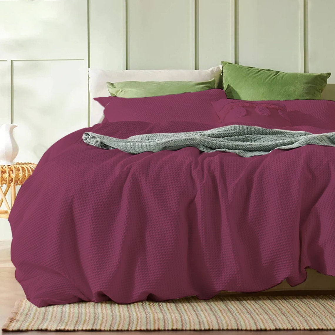 Waffle Weave Linen Cotton Duvet Cover Sets