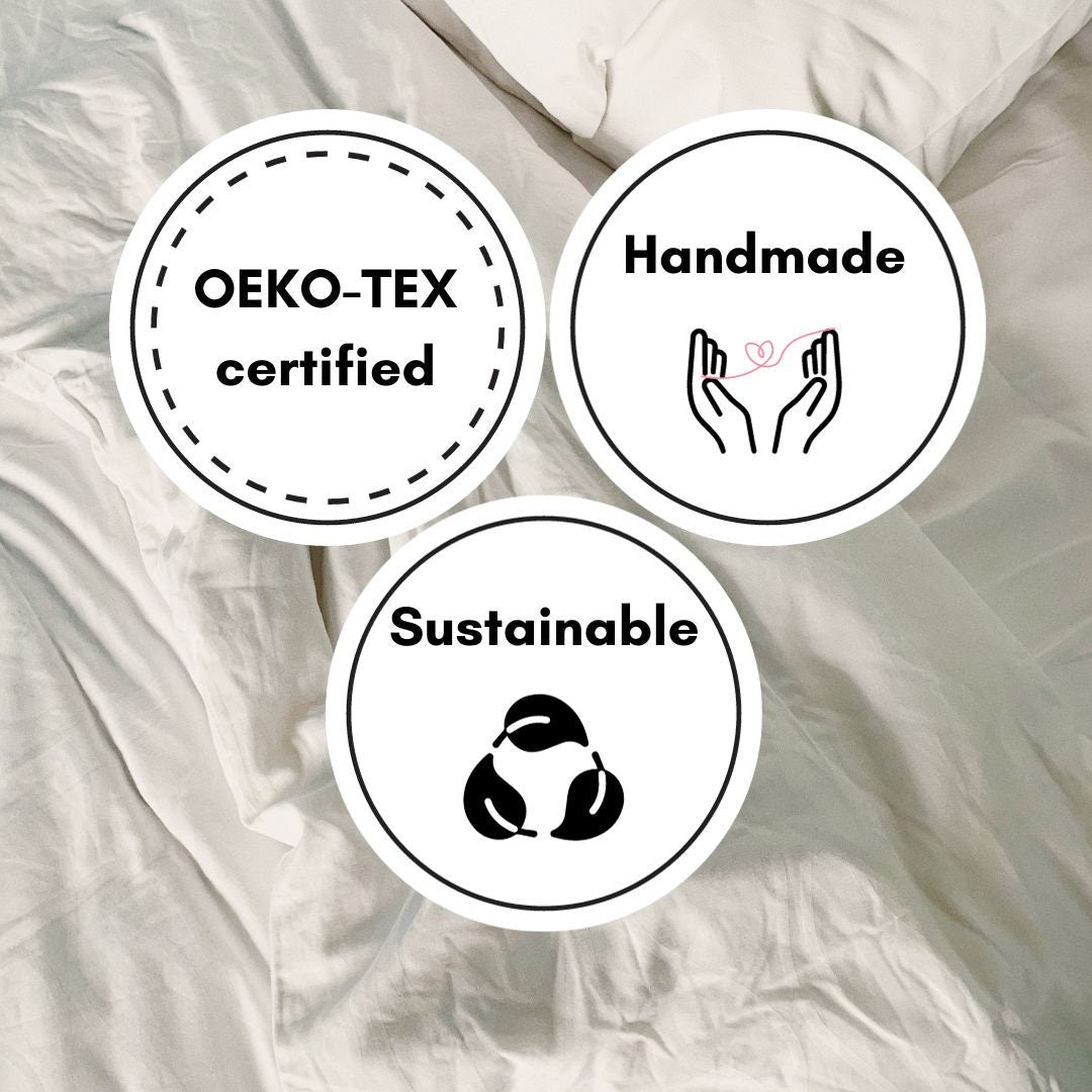 Raw Edged Berry - 100% Pure Linen | Linen Cotton Mix | 3 Piece Duvet Cover Set | 4 Piece Sheet Set | Handmade | Pre-washed | Soft